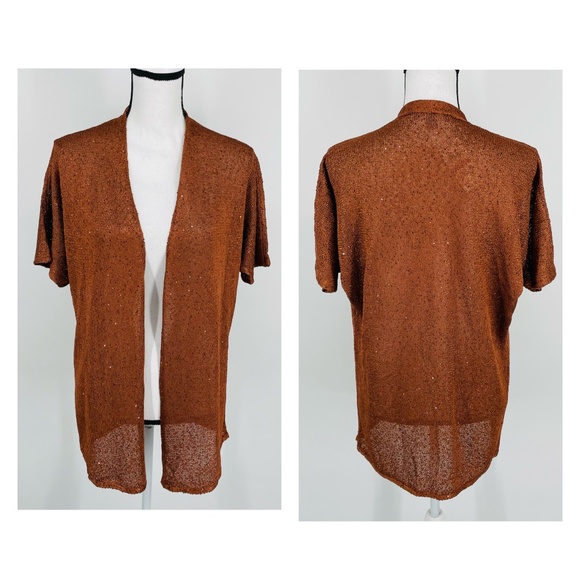 INC International Concepts Sweaters - Inc Sequin Cardigan Bronze Size Extra Small - I49